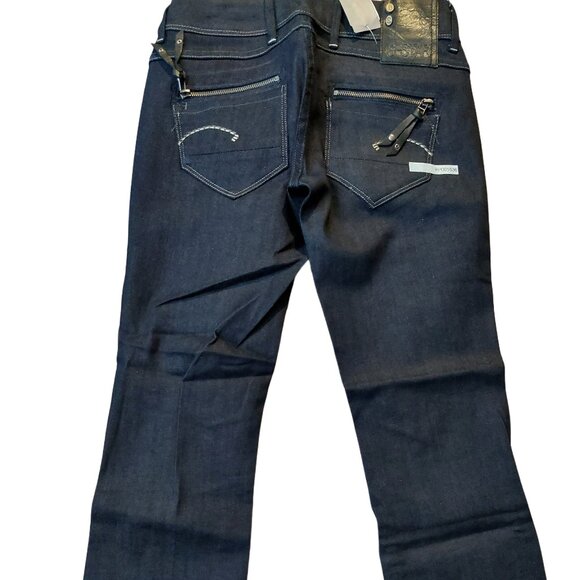 Retro G-Star Fender Mini Bell Bottom Capris Shorts Blue Denim Jeans Sz 27 NWT - Picture 7 of 9